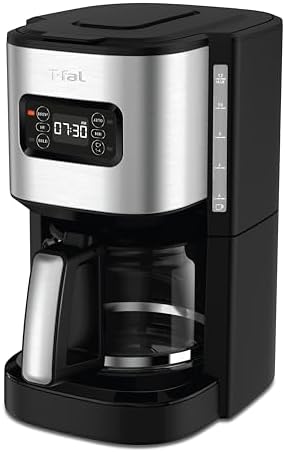 T-fal Element Plastic and Stainless Steel Drip Coffee Machine 12 Cup Programmable, Reusable filter, Pause and Brew, Glass Carafe 1000 watts Coffer Maker, Filter machine, Cold Brew, Black by T-falbrand