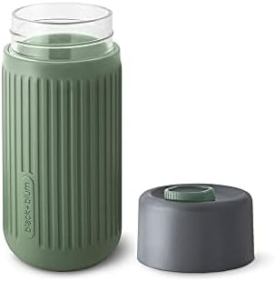 BLACK + BLUM Glass Travel Cup | Durable, Lightweight On-the-Go Tumbler, Lid Lock, Leak-proof - Perfect for Hot & Cold Drinks | Fits in Bike Bottle Cages & Car Cup Holders | Olive, 11 oz / 340ml - Image 4