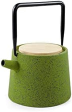 IBILI 40 Oz Cast Iron Teapot, Stainless Steel Infuser, Enameled Interior, Stovetop & Induction Compatible, Japanese Kettle for Loose Leaf Tea, Tetsubin Design, Earthy Bamboo Green, Made in Spain by IBILI