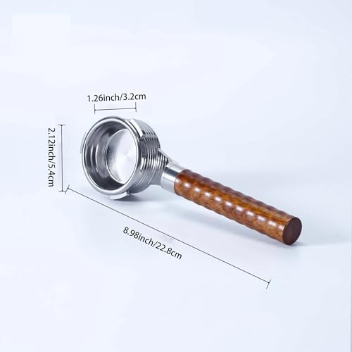 54mm Detachable Bottomless Portafilter，Compatible For Breville，8 Model Rosewood Handle Stainless Steel Espresso Barista Accessory(54mm-3E-BL) - Image 2
