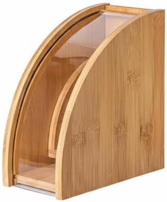 Yajuyi Organizer Bamboo Pour Over Holder Dispenser Storage Stand With Clear Lid And Easy Access Opening Suitable for home corners office pantries small cafes, L by Yajuyi