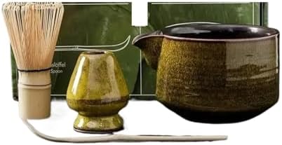 4/7Pcs Matcha Tea Set Bamboo Whisk Scoop Glass Bowl Traditional Indoor Handmade Tea-making Tools Kit(14) by Unknown