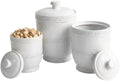 American Atelier Round Ceramic Canister Set Lids Bianca Bead, White 3 PC by American+Atelier