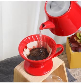 SODEF V60 02 Dripper Ceramic Coffee Brewing Equipment for Pour Over Coffee 660 ml Capacity Red Color appropriate for Baristas and Home Brewers - Image 2
