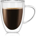 Double Wall Glass Coffee Cup, Insulated Tea, Café, Milk Mug (2-piece pack) (350ml, Greentea) by ACEVER--LivewithSmile