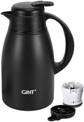 GiNT Thermal Coffee Carafe 51 Oz, Stainless Steel Insulated Beverage Server with Easy-Clean Detachable Lid, Leak-Proof One-Hand Pour Large Dispenser for Hot Drinks and Coffee Pot for Home Office by WelcometoGiNT
