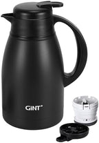 GiNT Thermal Coffee Carafe 51 Oz, Stainless Steel Insulated Beverage Server with Easy-Clean Detachable Lid, Leak-Proof One-Hand Pour Large Dispenser for Hot Drinks and Coffee Pot for Home Office by WelcometoGiNT