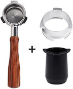 Coffee Portafilter 54mm Portafilter Cup Powder Funnel with Wood Handle Solid Grip Stainless Steel Aluminum Alloy Suitable for Home, Silver Dosing Rings - Image 3