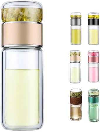 2025 Glass Tea Infuser Bottle with Heat-Insulated Design, Portable Double Glazed Cup for Loose Leaf Tea, 420ml/14.8oz, Includes Infusifier for Perfect Tea Brewing by Unknown