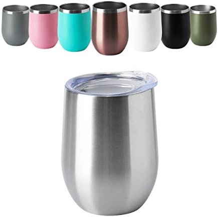 HASLE OUTFITTERS 12oz Wine Tumbler with Lid Stemless Wine Glasses Double Wall Vacuum Travel Mugs stainless steel Coffee Cup for Cold & Hot Drinks Wine Coffee Cocktails Beer 6 Pack Stainless Steel - Image 2