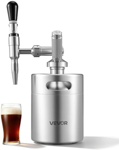 VEVOR Nitro Cold Brew Coffee Maker 68 oz Nitrogen Dispenser System, Home Brew Coffee Keg, Portable Nitrogen Infuser with Dispenser and Pressure Relieving Valve, Gift for Coffee Lovers by VEVOR