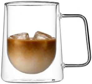 Restaurantware Glass Espresso Cups 12 Count 10 Ounces Borosilicate Double Wall Glass Coffee Mugs Insulated Clear Tea Drinkware for Hot or Cold Beverages by Restaurantware