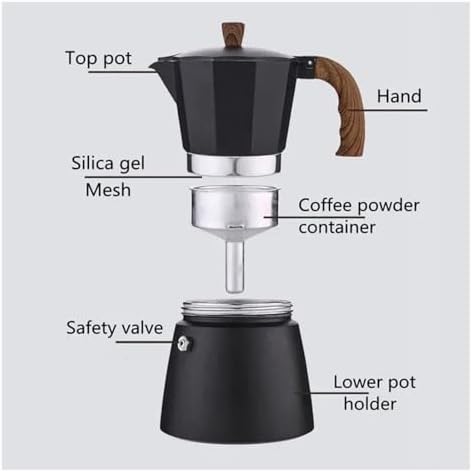 Moka Pots Aluminum Coffee Maker Wood Handle(3 cups) - Image 2
