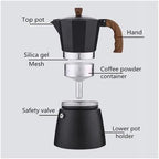 Moka Pots Aluminum Coffee Maker Wood Handle(6 cups) - Image 2