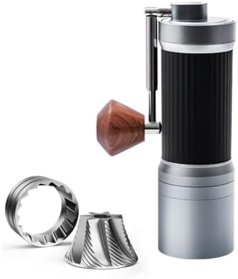 Manual Coffee Grinder – 7 Star Stainless Steel Burr, 36 Adjustable Grind Settings, Foldable Hand Crank, Portable Manual Espresso & Burr Coffee Grinder, Non-Slip Grip, 30g Capacity- Gray by Unknown