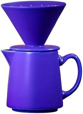 Ceramic Pour Over Coffee Dripper Vintage, Pour Over Coffee Maker Set, Filter Cup, Coffee Brewer Cone Filter, V60 Dripper & Decanter set, for Home Café Restaurant, 1-2 Cup (Sapphire Blue) by Wmazio
