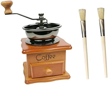 Vintage Manual Coffee Bean Grinder, Wooden Hand Crank Grain Mill by HOMOBABE