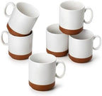 MALACASA 12oz Ceramic Coffee Mugs Set of 6, Khaki White by MALACASA