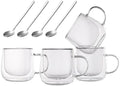 Double Wall Glass Coffee Mugs 10 Oz with Handle - Set of 4 by Unknown