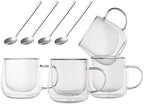 Double Wall Glass Coffee Mugs 10 Oz with Handle - Set of 4 by Unknown