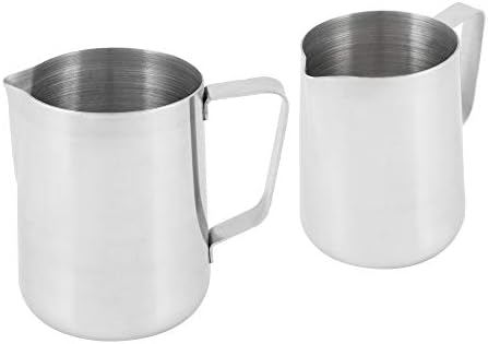 1 Quart Milk Frothing Pitcher 32-Ounce 1 Liter Large Milk Pitcher Stainless Steel Milk Steaming Frothing Pitchers for Espresso Machines Milk Frother Latte Art (Set of 2) by Unknown