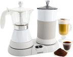 FUOCCI Electric Moka Pot with Milk Frother, Espresso Maker, 3-Cup White by FUOCCI