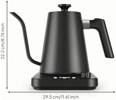 Yajuyi Electric Kettle Gooseneck Pour Over Temperature Control With Long Curved Spout And Stable Lid 304 Stainless Steel suitable for station tea, Black - Image 2