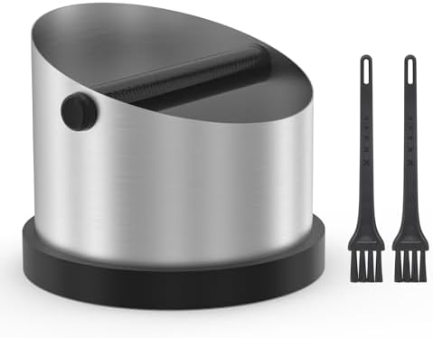 Coffee Knock Box, 650ml Stainless Steel Coffee Puck Bin with 2 Brushes, Professional Espresso Knock Box with Removable Shock-Absorbing Knock Bar for Cafe Kitchen Restaurant by Alyvisun