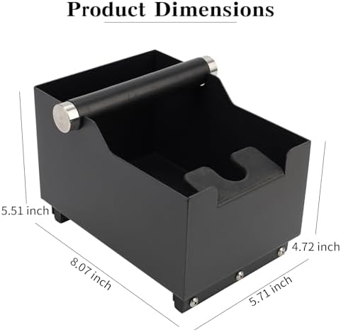 Espresso Knock Box, Stainless Steel Coffee Bag Container, With Steel Bracket And Noise Reducing Rubber Ring (Rectangle L-No base) - Image 2
