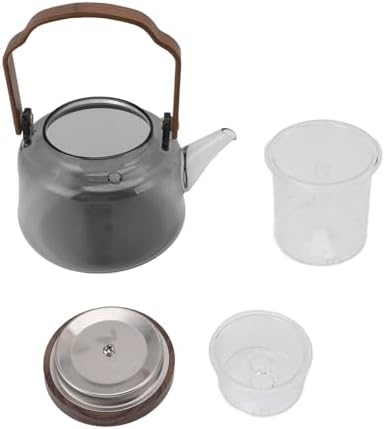 Glass Teapot with 2 Removable Infusers 1000ml High High Borosilicate Glass Teapot with 2 Removable Infusers, 1000ml, Stovetop Safe, Wood Handle for Ele Borosilicate - Image 6