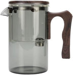 WALFRONT Glass Teapot with Strainer Heatproof Glass Tea Maker with Stainless Steel Infuser Removable Inner Liner Wood Handle Fine Filtration for Loose Leaf Tea Home Office (Grey 750ml) by Walfront