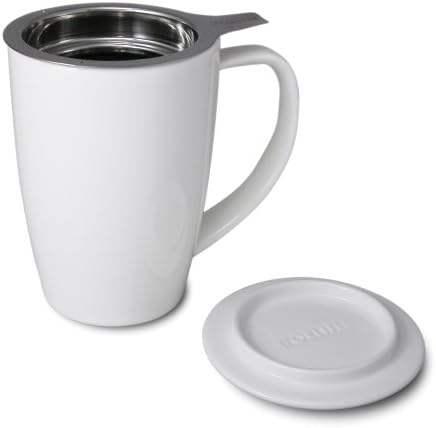 FORLIFE Curve Tall Tea Mug with Infuser and Lid 15 ounces, White - Image 2