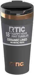RTIC 18oz Pint Tumbler with Lid, Ceramic Lined, Light Black by RTIC