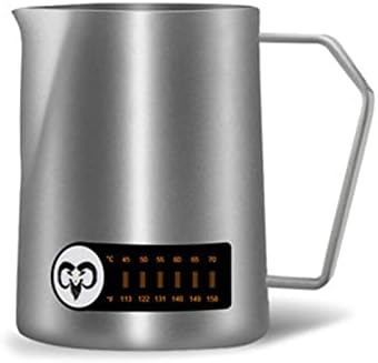 Milk Frothing Cup Stainless Steel Coffee Pull Flower Milk Foam Cup Temperature Display Pull Flower Cup Milk Foam Coffee Cup(Silver) by Unknown