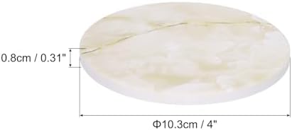 sourcing map 4Pcs Absorbent Coasters Yellow Marble Gilding Pattern Round Coaster with Cork Backing Non-Slip for Home Office 4inches. - Image 2