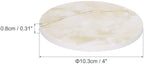 sourcing map 4Pcs Absorbent Coasters Yellow Marble Gilding Pattern Round Coaster with Cork Backing Non-Slip for Home Office 4inches. - Image 2