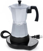 LAOION 6 or 3 Cup Electric Moka Pot, Cafeteras Electricas Modernas-Silvery by LAOION