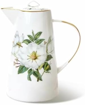 Water Pitcher 1200ML Water Pitcher with Lid and Handle Bone China Tea Kettle Vintage Water Jug Kitchen Cold Or Hot Beverages Coffee Juice Pot Water Jug(White) by Unknown