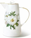 Water Pitcher 1200ML Water Pitcher with Lid and Handle Bone China Tea Kettle Vintage Water Jug Kitchen Cold Or Hot Beverages Coffee Juice Pot Water Jug(White) by Unknown