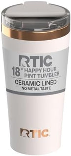 RTIC 18oz Pint Tumbler with Lid, Ceramic Lined, Cool Grey by RTIC