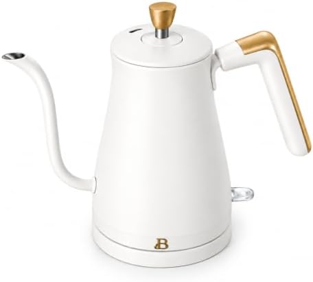 Beautiful Electric Gooseneck Kettle, 1 Liter, 1200W, Stainless Steel Interior, Fast Boil, Precision Pour Spout, Auto Shut-Off & Boil-Dry Protection (White) by Unknown