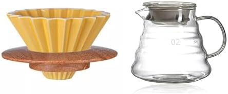 Ceramics V Shape Brewing Coffee Filter Cup For Pour Over Barista 60 Degree Dripper Cone Drip Funnel(YELLOW SET) by Unknown