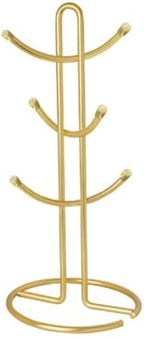 FitWell Mugs Holder, Mug Tree, Coffee Mug Holder, Coffee Mug Tree, Mug Organizer for Cabinet, Mug Holder Stand, Coffee & Tea Cup Storage Rack (Gold, 6 Mugs (15"H)) - Image 3