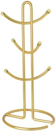 FitWell Mugs Holder, Mug Tree, Coffee Mug Holder, Coffee Mug Tree, Mug Organizer for Cabinet, Mug Holder Stand, Coffee & Tea Cup Storage Rack (Gold, 6 Mugs (15"H)) - Image 3