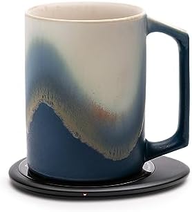 Ui Artist Collection Self-Heating Mug Set – Arctic Radiance | 12 fl oz / 355 mL Handcrafted Ceramic Coffee & Tea Mug with Heating Pad by OHOM
