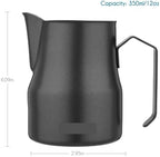 Espresso Steaming Pitcher Stainless Steel Coffee Frothing Picther Milk Jug Cappuccino Latte Art Cup(Black-350ml) - Image 2