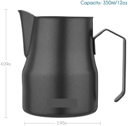 Espresso Steaming Pitcher Stainless Steel Coffee Frothing Picther Milk Jug Cappuccino Latte Art Cup(Black-350ml) - Image 2