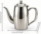 Yajuyi Stainless Steel Pitcher Gooseneck Kettle Water Kettle Coffee Pot Teapot With Stream Spout Thick Wall 304 Stainless Steel Shiny Body Suitable for pour over coffee use, 1.6L - Image 2