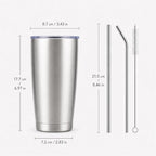 Pandance 20oz Stainless Steel Insulated Tumblers Bulk, Silver, 12 Pack - Image 3