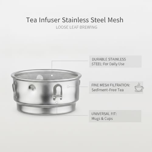 Stainless Steel Tea Infuser for Loose Leaf - Fine Mesh Strainer Fits Mugs & Cups (1.5-1.77 Inch Diameter) - Image 5